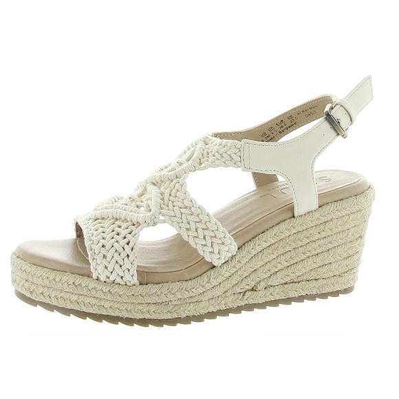 Soul Naturalizer Oasis Espadrille Wedge Macrame Sandals Cream Crochet Womens 8.5 - Picture 2 of 12